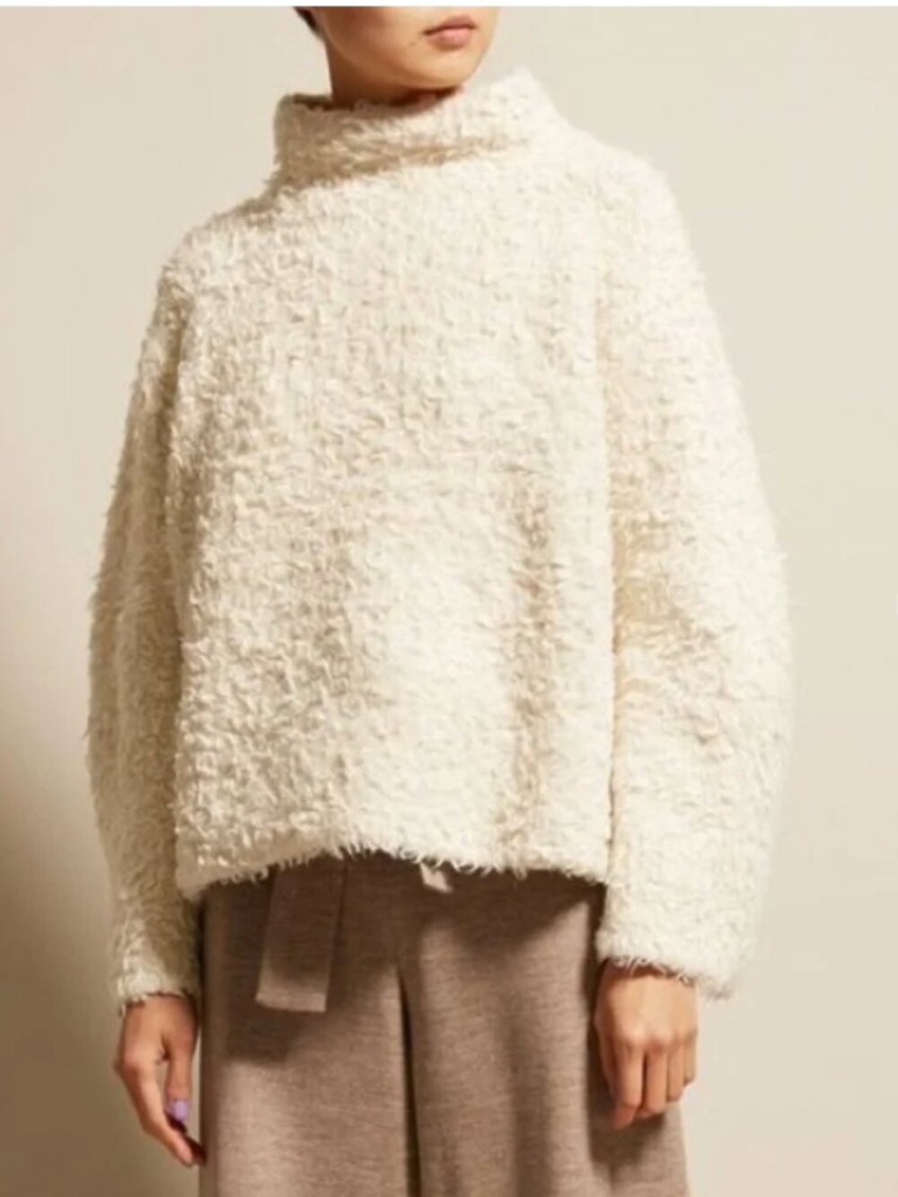 Lauren Manoogian Sherpa Baby Alpaca Pullover Sweater Long Sleeve Mock Neck